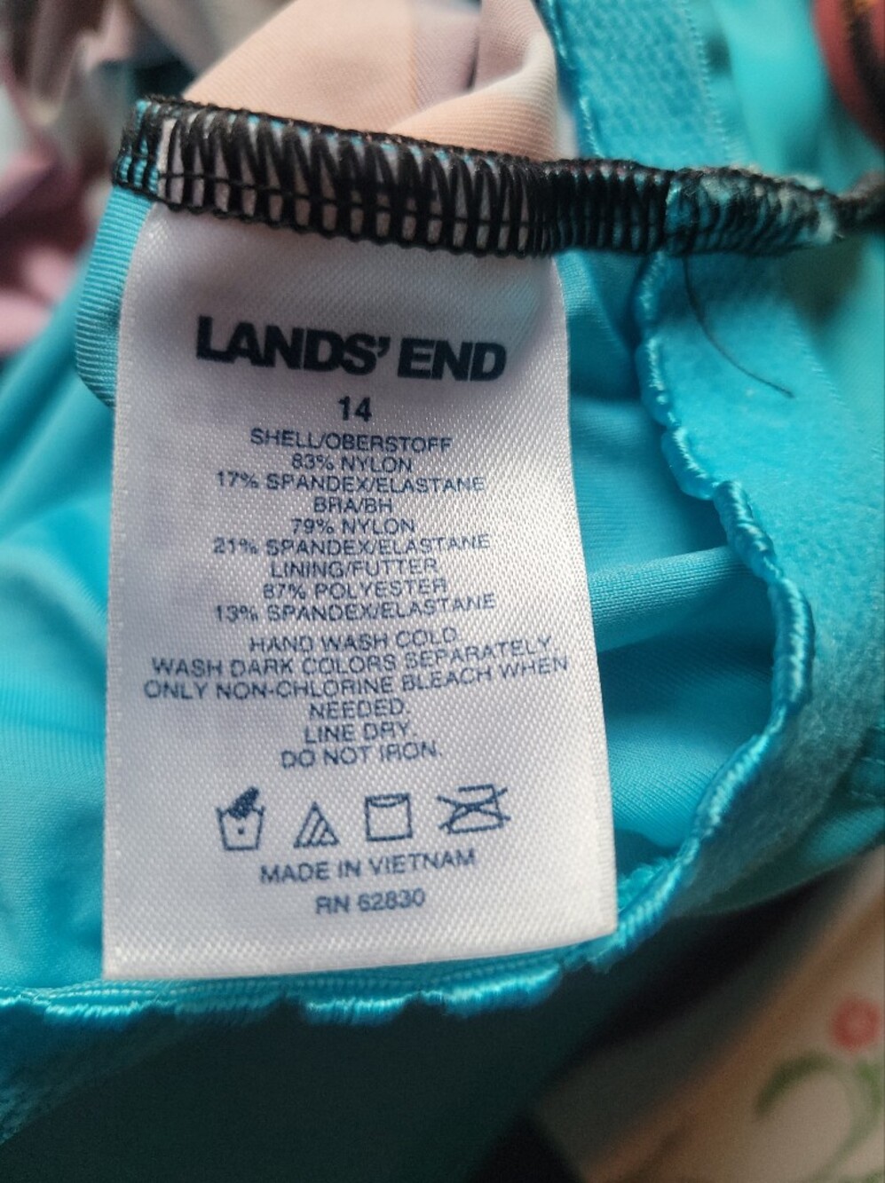 Lands’ End Tankini Swim Top Size 14 Bright Geometric Tummy Control Beach Resort - Picture 8 of 8